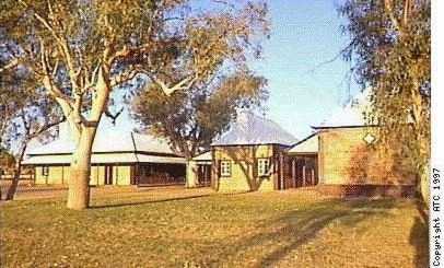 Old telegraph station at Alice Springs, near the dry Todd River
