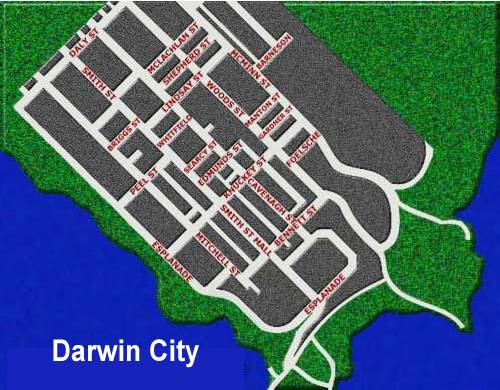 map of the Darwin city centre